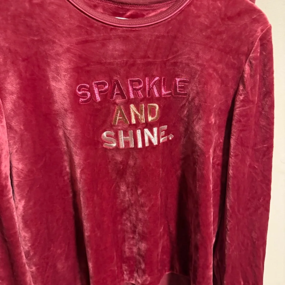 Kate Spade Velour “Sparkle & Shine” Pajama Jogger Set Pink Burgundy- Size XL